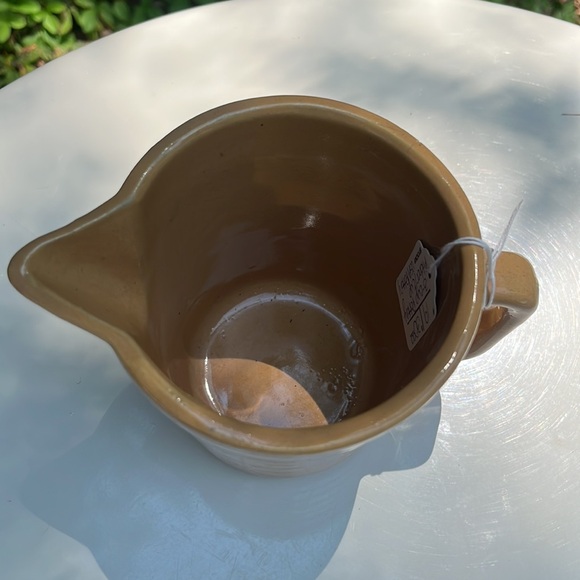 USA Pottery Measuring Cup/ Pitcher glazed beige burnt orange 3 cup capacity - Picture 2 of 4